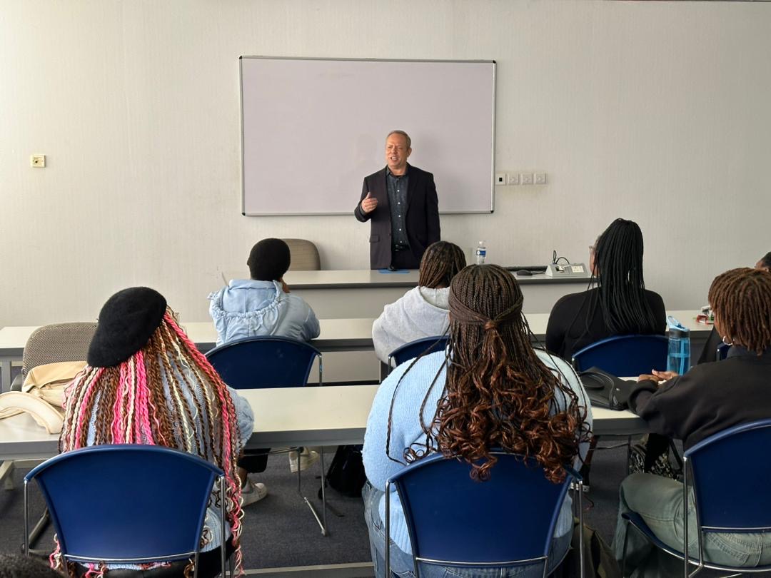 David being interviewed by journalists in Nigeria, during a March 2022 trip in advance of presidential elections in Africa’s most populous nation.
                