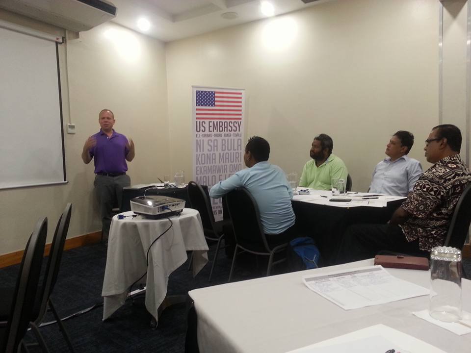 David meeting with students at the University of the South Pacific, in Suva, Fiji, October 2017.